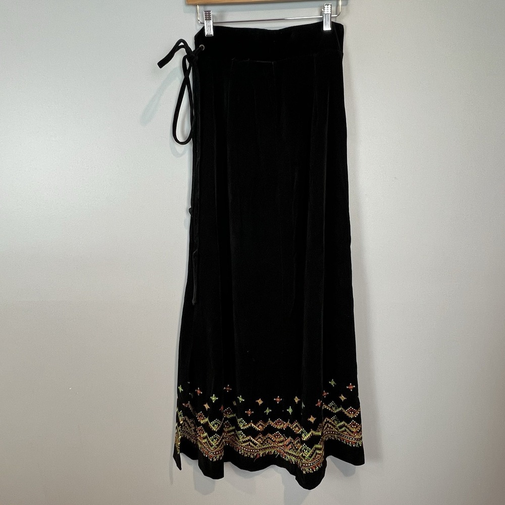 Vintage Black Suede Maxi Skirt Size Small Cowgirl Couture Western JC Penney